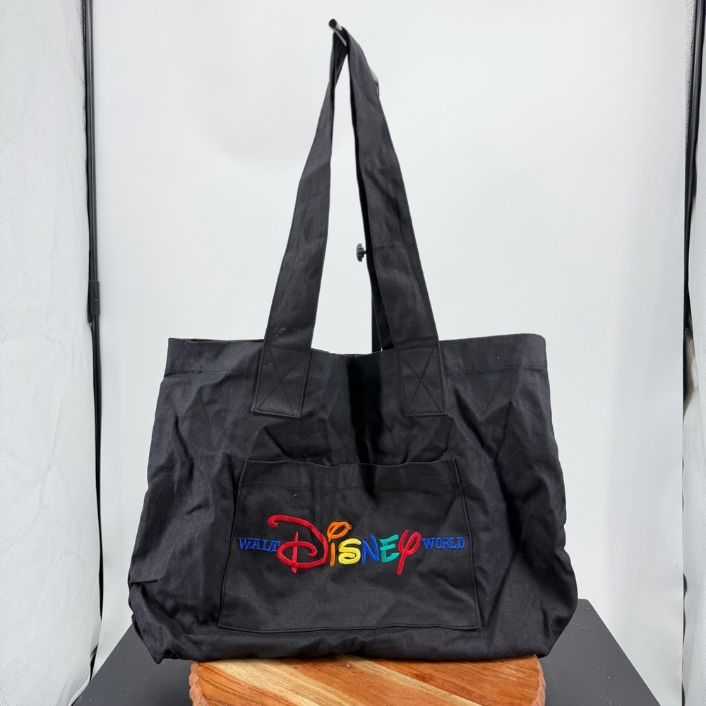 Walt Disney World‎ black canvas embroidered logo tote bag